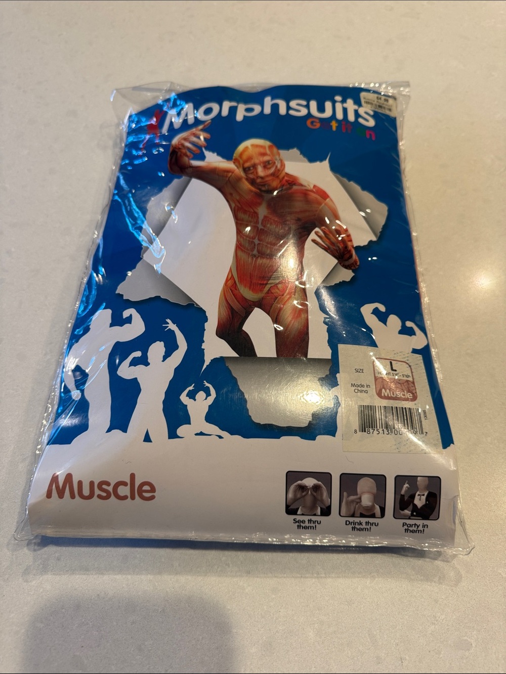 Adult  Muscle Costume - Red/Orange Muscle Print